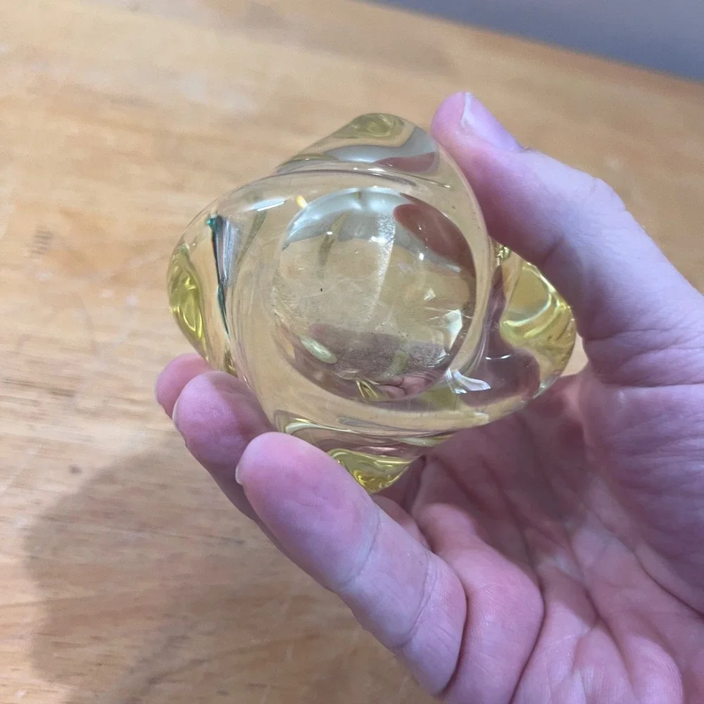Vtg MCM Zelezny Brod Sklo‎ ZBS Miloslav Klinger Yellow Art Glass Bud Vase 4.5